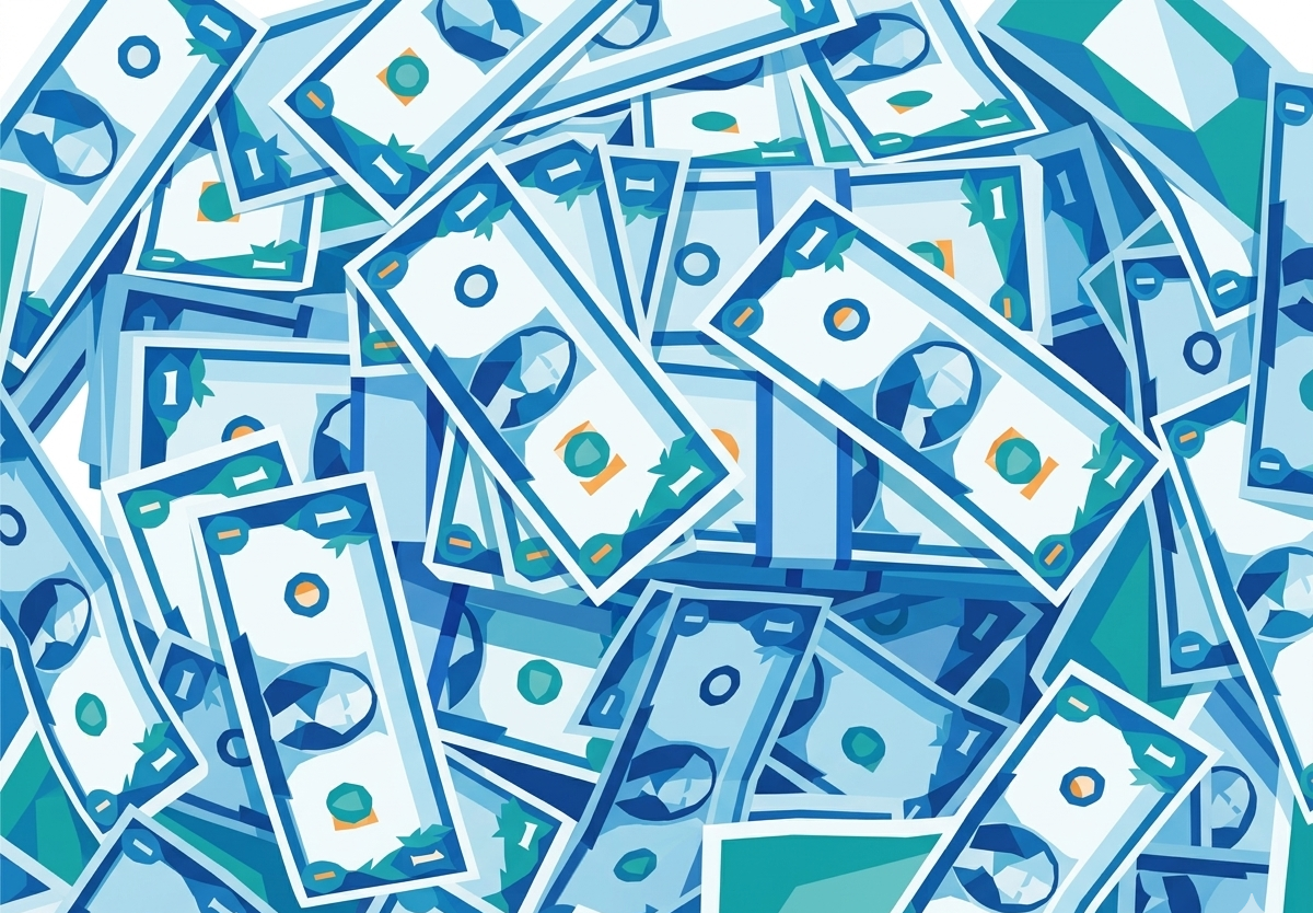 Stos banknotów symbolizujący zwrot nadpłaconych rat kredytu hipotecznego po wygranej sprawie o usunięcie WIBOR